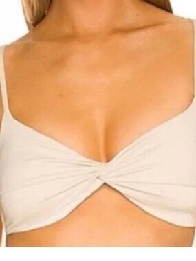 L*Space Bikini Top Women's Small Swim Beige Shimmer Ringo Swimwear NWT